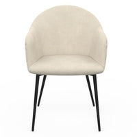 IDMarket - Set di 2 sedie da pranzo e poltrone da tavolo MOLY in velluto goffrato beige