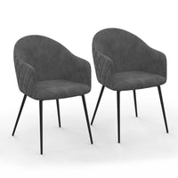 IDMarket - Set di 2 sedie da pranzo e poltrone da tavolo MOLY in velluto grigio scuro goffrato