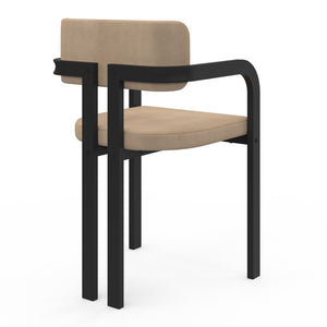 IDMarket - Set di 2 sedie da pranzo ESMA in metallo nero e velluto taupe e poltrone da tavolo con braccioli