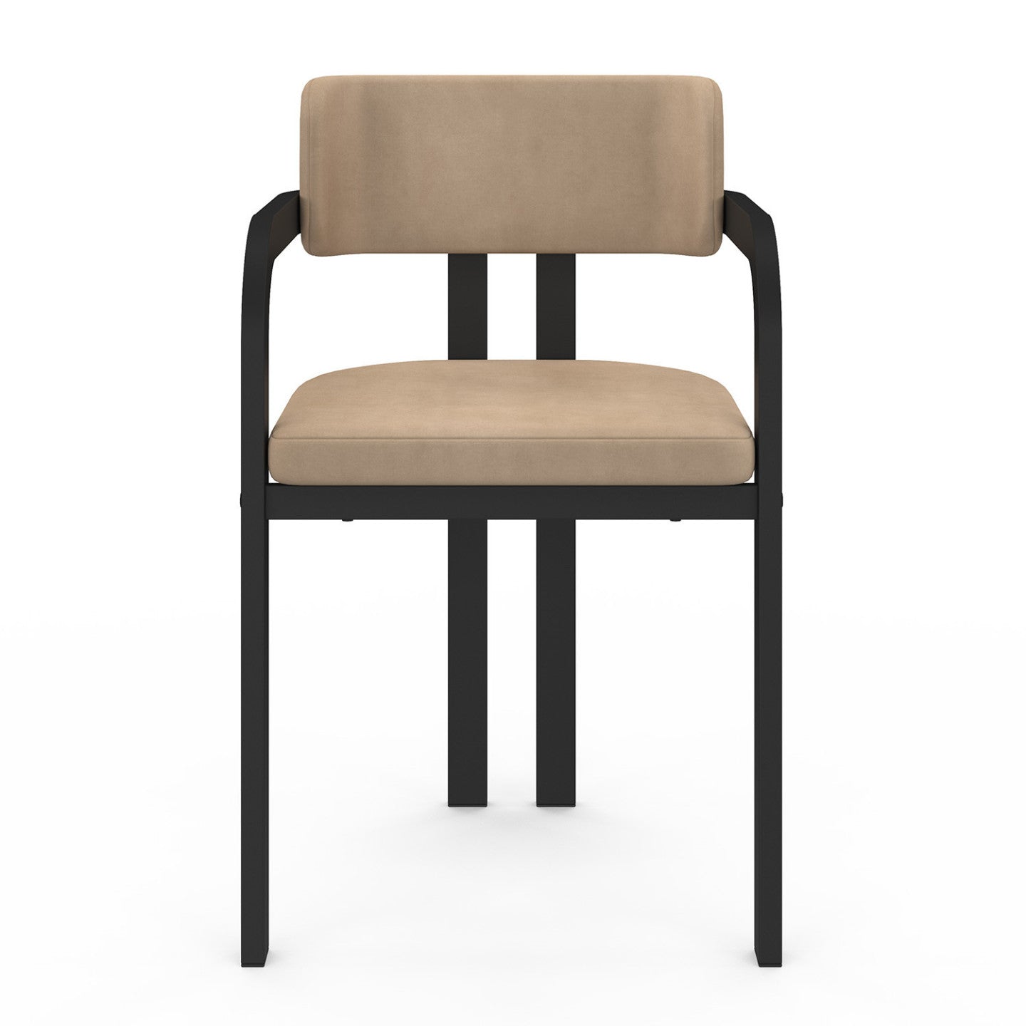 IDMarket - Set di 2 sedie da pranzo ESMA in metallo nero e velluto taupe e poltrone da tavolo con braccioli