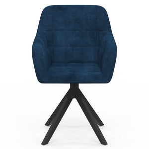 IDMarket - Set di 2 sedie da pranzo girevoli e poltrone da tavolo in velluto blu MADY