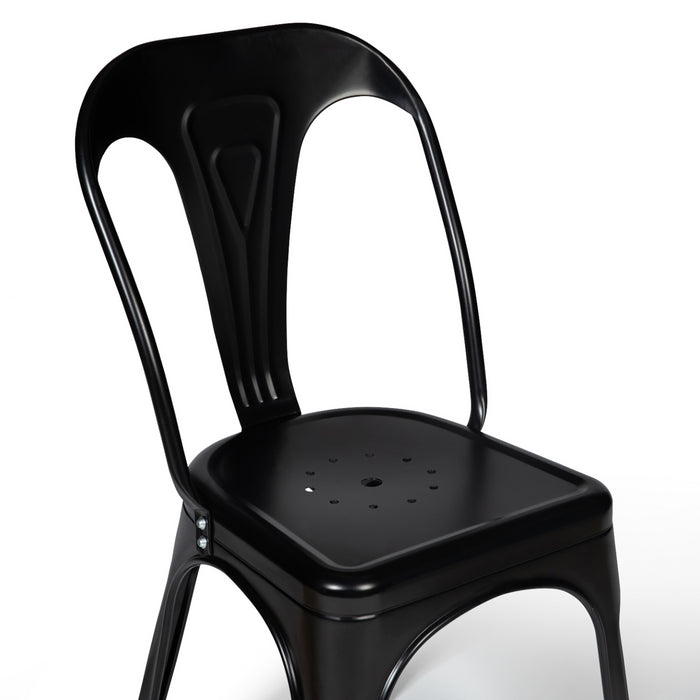 IDMarket - Set di 2 sedie da pranzo in metallo nero mate impilabile LENY