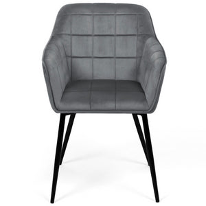 IDMarket - Set di 2 sedie da pranzo MADY in velluto grigio chiaro