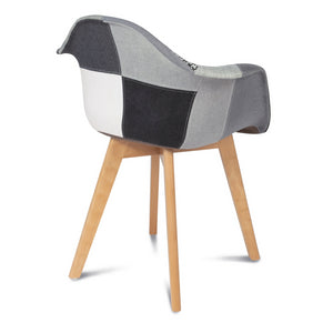 IDMarket - Set di 2 sedie da pranzo scandinave e poltrone da tavolo SARA con motivi patchwork neri, grigi e bianchi