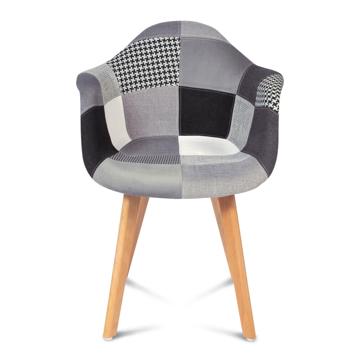 IDMarket - Set di 2 sedie da pranzo scandinave e poltrone da tavolo SARA con motivi patchwork neri, grigi e bianchi