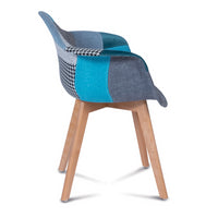 IDMarket - Set di 2 sedie da pranzo scandinave, poltrone da tavolo SARA patchwork blu