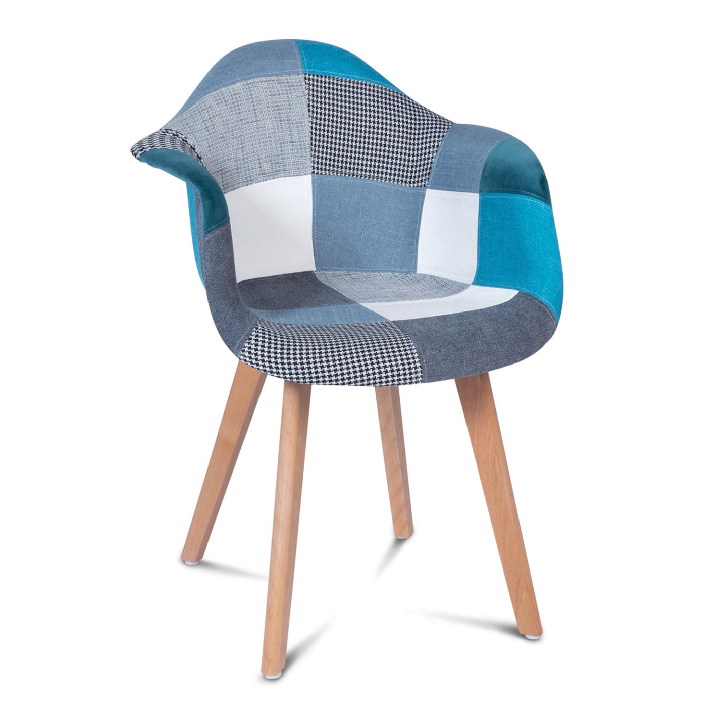 IDMarket - Set di 2 sedie da pranzo scandinave, poltrone da tavolo SARA patchwork blu