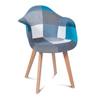 IDMarket - Set di 2 sedie da pranzo scandinave, poltrone da tavolo SARA patchwork blu