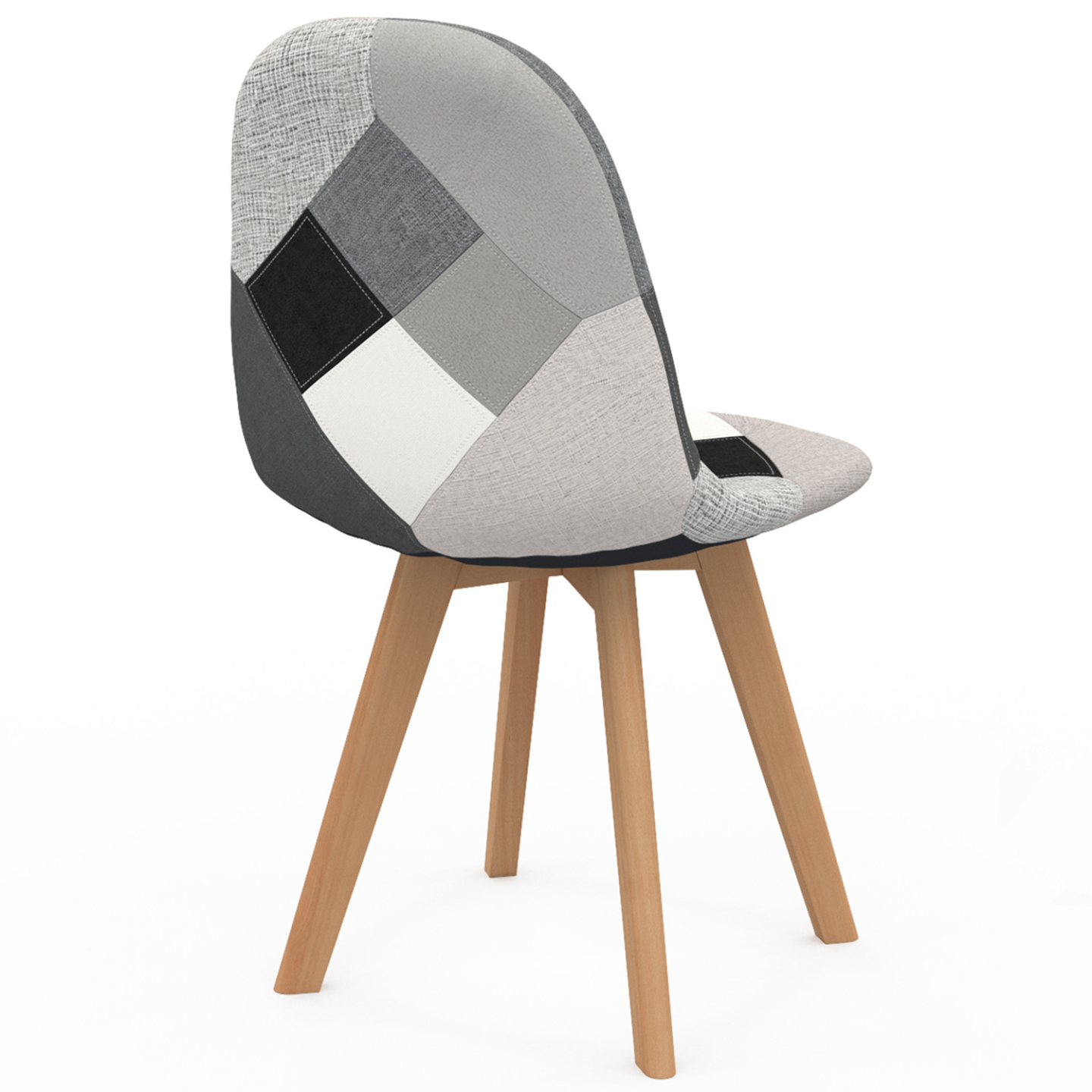 IDMarket - Set di 2 sedie da pranzo scandinavo con motivo patchwork nero, grigio y bianco SARA