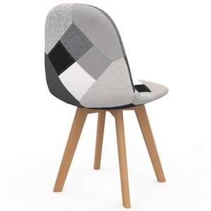 IDMarket - Set di 2 sedie da pranzo scandinavo con motivo patchwork nero, grigio y bianco SARA