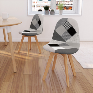 IDMarket - Set di 2 sedie da pranzo scandinavo con motivo patchwork nero, grigio y bianco SARA