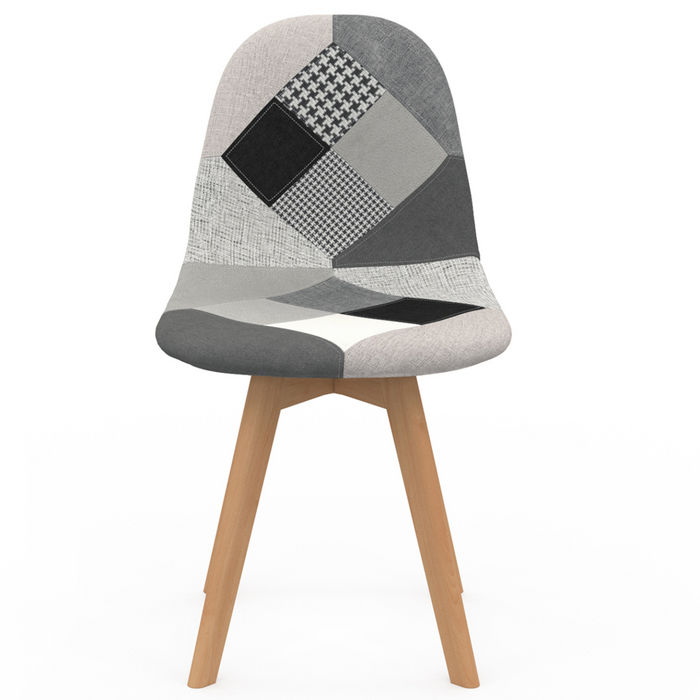 IDMarket - Set di 2 sedie da pranzo scandinavo con motivo patchwork nero, grigio y bianco SARA