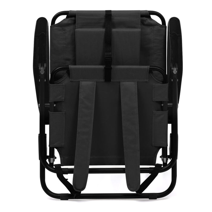 IDMarket - Set di 2 sedie da spiaggia pieghevoli - poltrone da giardino reclinabili in tela grigio antracite e nero