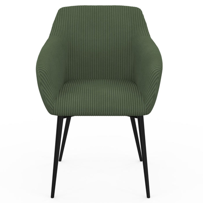 IDMarket - Set di 2 sedie e poltrone da pranzo JANY in velluto a coste color kaki