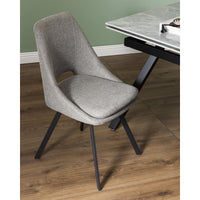 Set di 2 Sedie In Tessuto Beige Miranda Gambe In Metallo Nere Dimensione 56x48x85,50cm