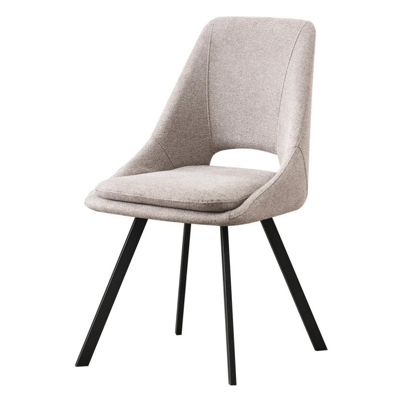 Set di 2 Sedie In Tessuto Beige Miranda Gambe In Metallo Nere Dimensione 56x48x85,50cm