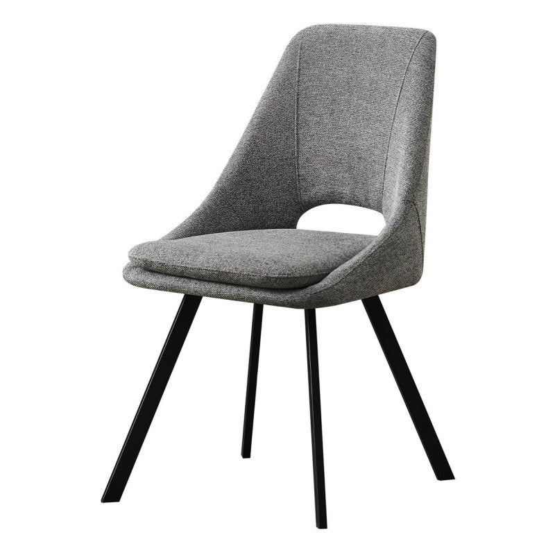 Set di 2 Sedie In Tessuto Grigio Miranda Gambe In Metallo Nere Dimensione 56x48x85,50cm