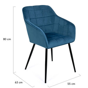 IDMarket - Set di 2 sedie in velluto blu con braccioli MADY