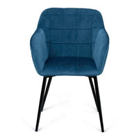 IDMarket - Set di 2 sedie in velluto blu con braccioli MADY