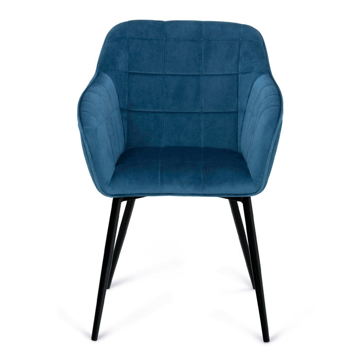 IDMarket - Set di 2 sedie in velluto blu con braccioli MADY