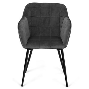 IDMarket - Set di 2 sedie MADY in velluto grigio con braccioli