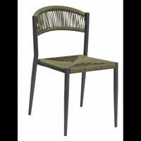 Set Di 2 Sedie Milano Contract Senza Braccioli In Alluminio Grigio E Corda Verde Moia