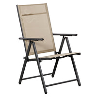 Set di 2 Sedie Pieghevoli Beige 7 Posizioni Met/textilene Cm 67x57x107