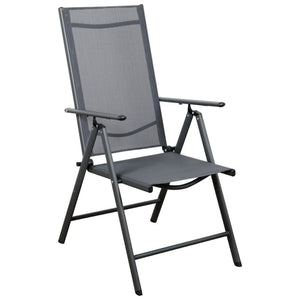 Set di 2 Sedie Pieghevoli Grigio 7 Posizioni Met/textilene Cm 67x57x107