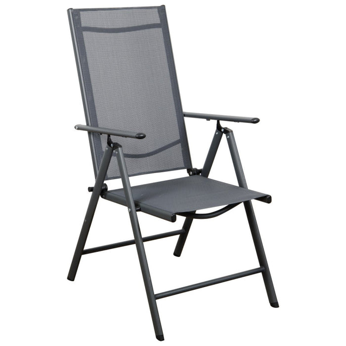 Set di 2 Sedie Pieghevoli Grigio 7 Posizioni Met/textilene Cm 67x57x107