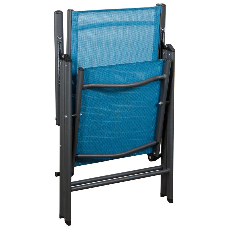 Set di 2 Sedie Pieghevoli New Light Blu 7 Posizioni Met/textilene Cm 67x57x107