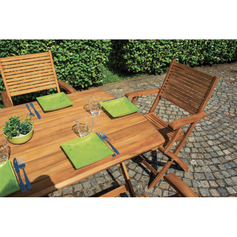 Set Di 2 Sedie Pietrasanta In Acacia Pieghevole Con Braccioli Moia