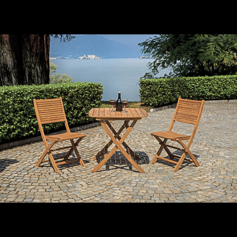 Set Di 2 Sedie Pietrasanta In Acacia Pieghevole Senza Braccioli Moia
