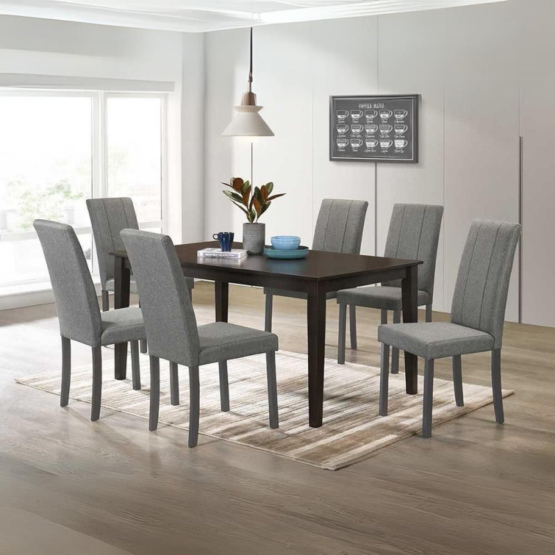 Set di 2 Sedie Tom in legno colore grigio con seduta in tessuto colore grigio