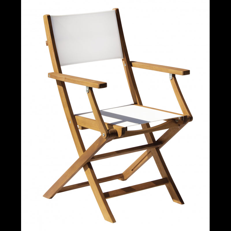 Set Di 2 Sedie Venturina In Acacia Pieghevole Con Textilene Con Braccioli Moia