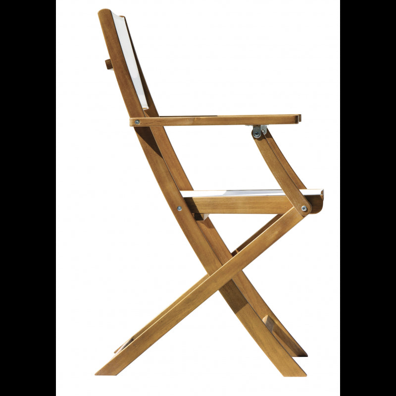 Set Di 2 Sedie Venturina In Acacia Pieghevole Con Textilene Con Braccioli Moia