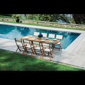 Set Di 2 Sedie Venturina In Acacia Pieghevole Con Textilene Con Braccioli Moia