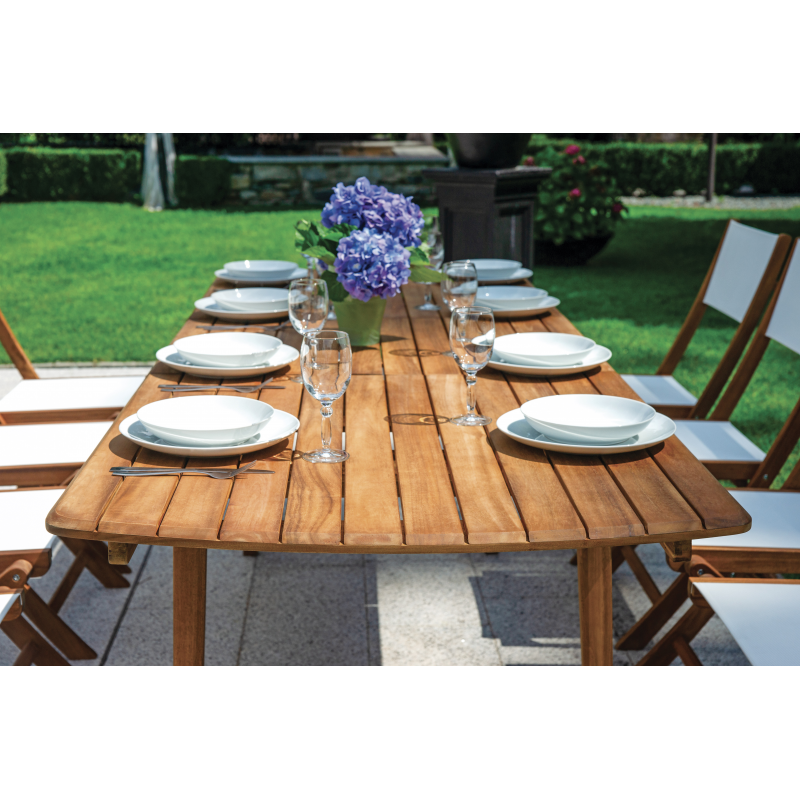 Set Di 2 Sedie Venturina In Acacia Pieghevole Con Textilene Senza Braccioli Moia