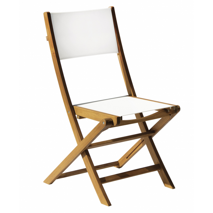 Set Di 2 Sedie Venturina In Acacia Pieghevole Con Textilene Senza Braccioli Moia