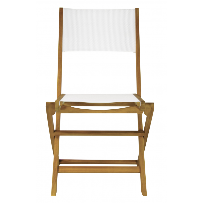 Set Di 2 Sedie Venturina In Acacia Pieghevole Con Textilene Senza Braccioli Moia