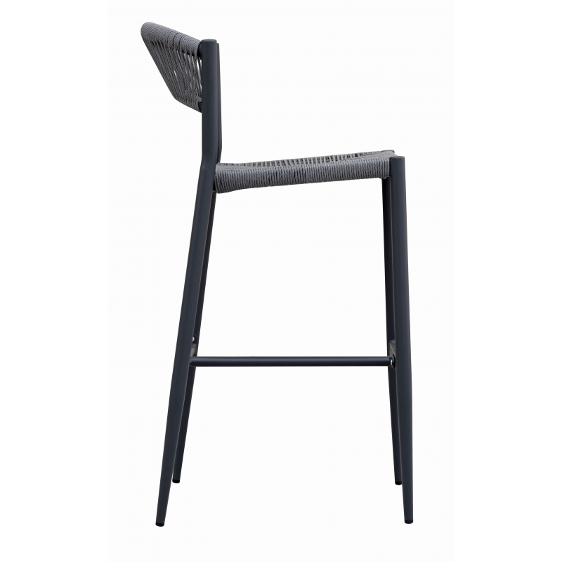 Set Di 2 Sgabelli Milano Contract In Alluminio Grigio E Corda Grigia Moia