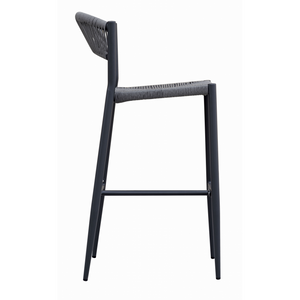 Set Di 2 Sgabelli Milano Contract In Alluminio Grigio E Corda Grigia Moia