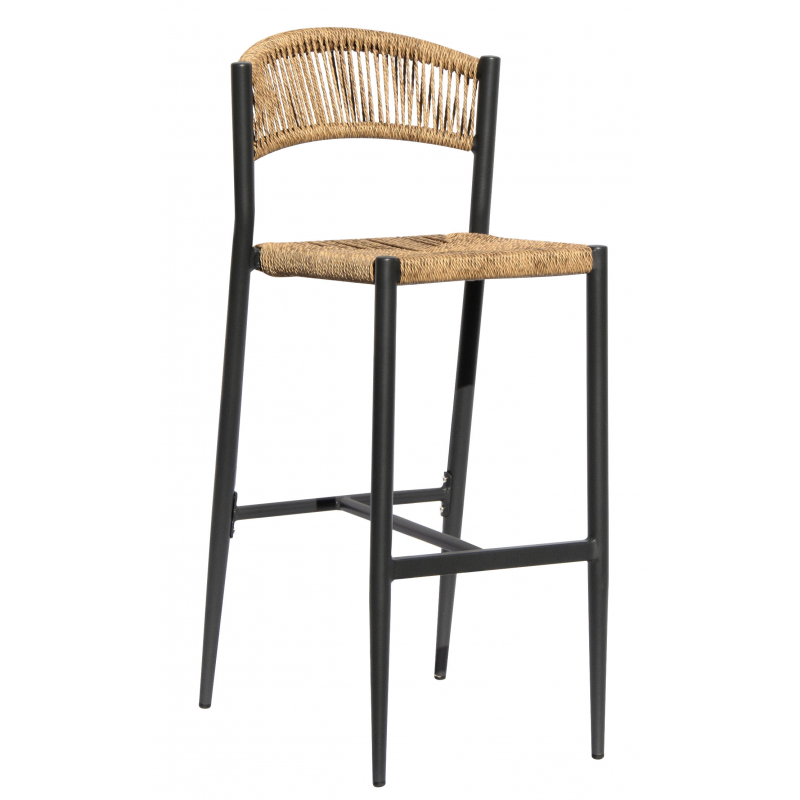 Set Di 2 Sgabelli Milano Contract In Alluminio Grigio E Corda Paglia Moia