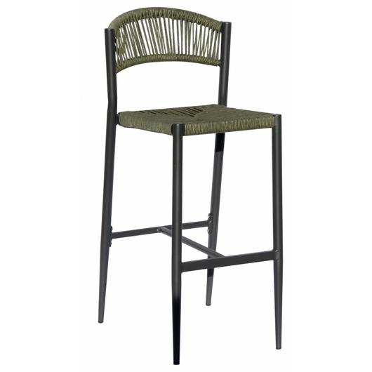 Set Di 2 Sgabelli Milano Contract In Alluminio Grigio E Corda Verde Moia