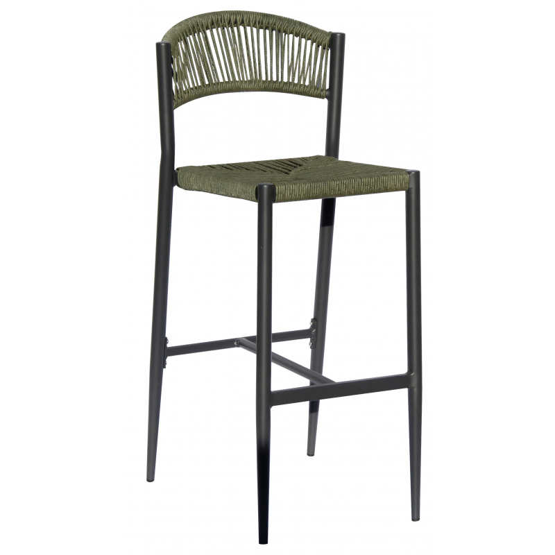 Set Di 2 Sgabelli Milano Contract In Alluminio Grigio E Corda Verde Moia