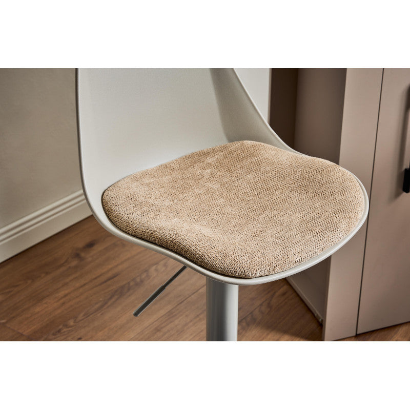 Set di 2 Sgabelli Samuel In Pp E Cuscino In Tessuto Tortora