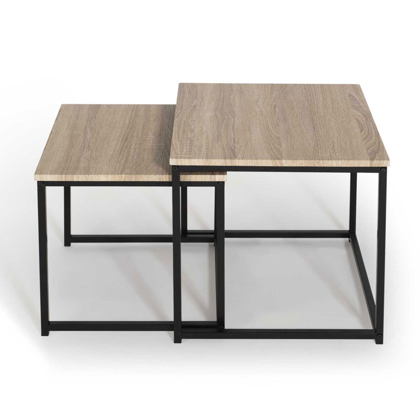 IDMarket - Set di 2 tavolini bassi impilabili DETROIT 40/45 dal design industriale