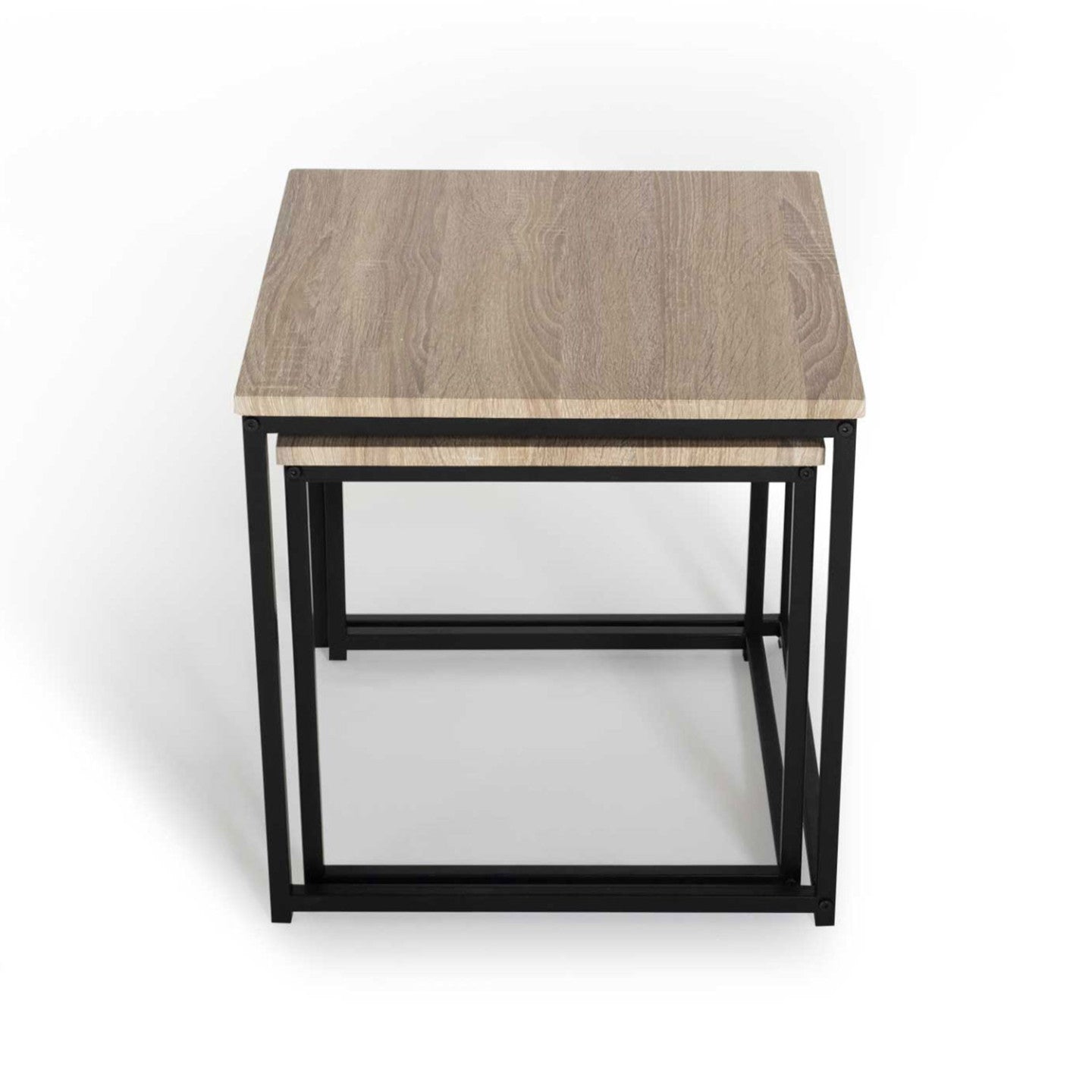 IDMarket - Set di 2 tavolini bassi impilabili DETROIT 40/45 dal design industriale