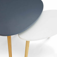 IDMarket - Set di 2 tavolini nidificanti GAIA laccati bianchi e grigi in stile scandinavo