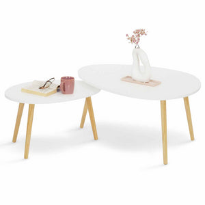 IDMarket - Set di 2 tavolini nidificanti GAIA laccato bianco scandinavo