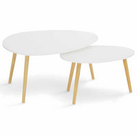 IDMarket - Set di 2 tavolini nidificanti GAIA laccato bianco scandinavo